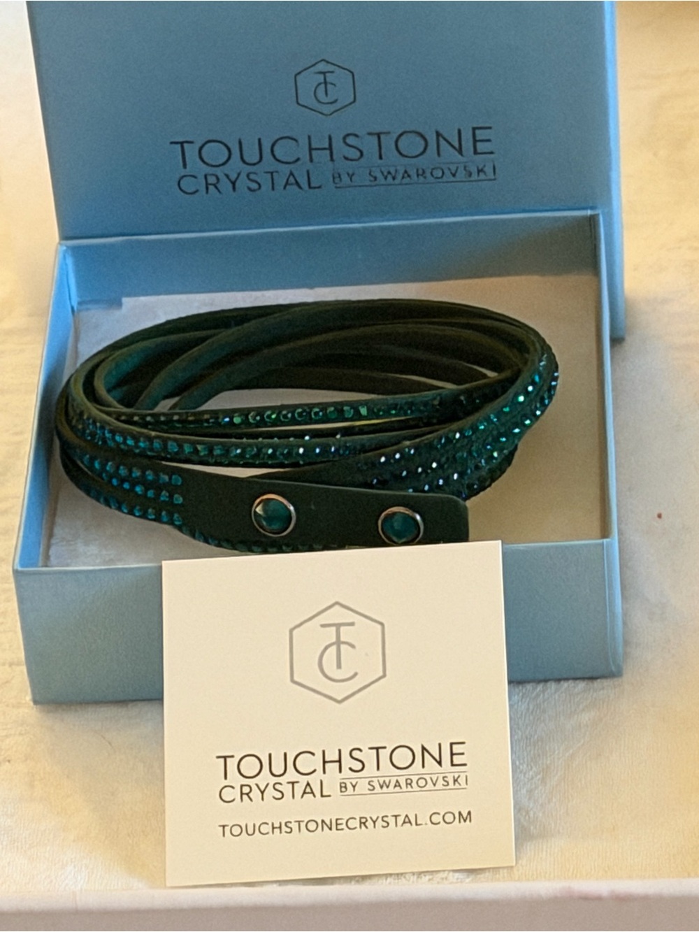 Touchstone Crystal Dark Green Wrap bracelet, like new, OS